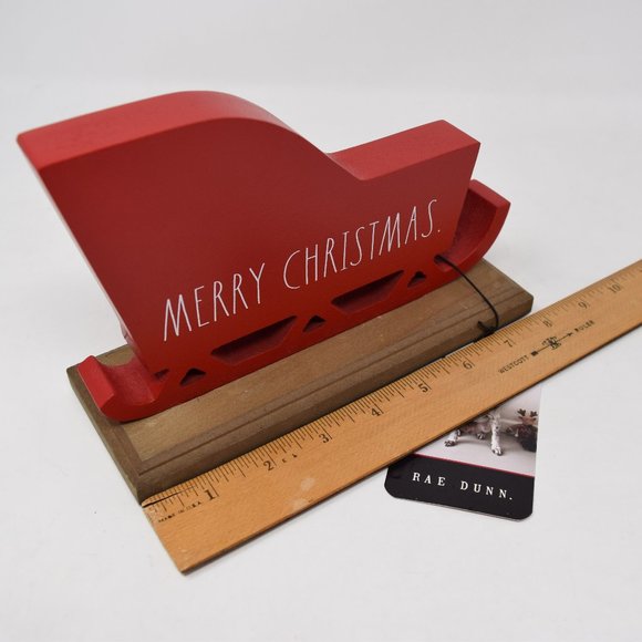 Rae Dunn Merry Christmas Red Sleigh Wood New - Picture 11 of 12